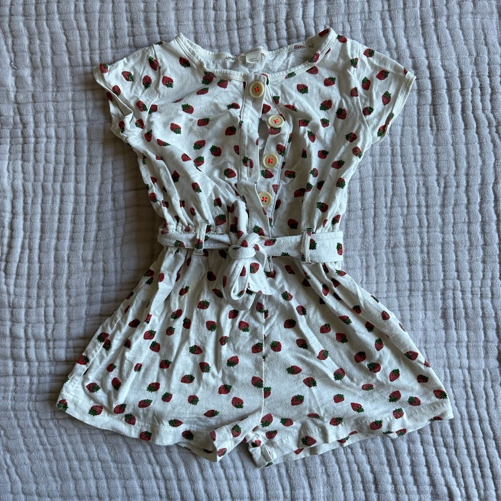 Crewcuts girls strawberry print romper